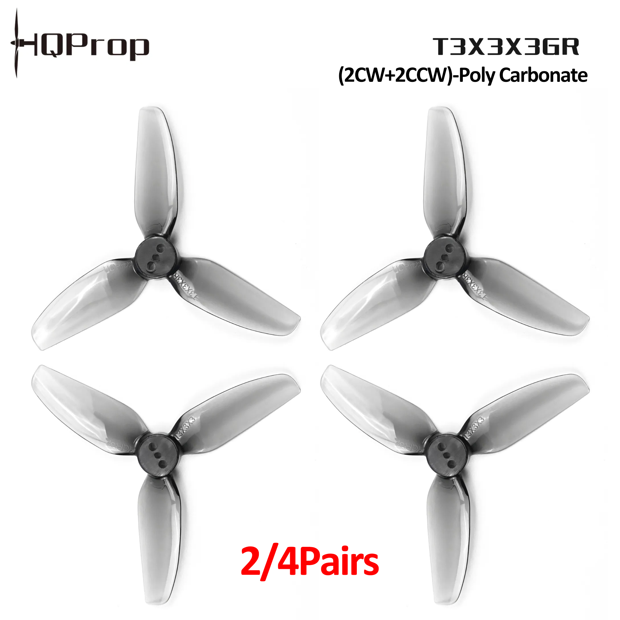 Drone Racing Motor - 2/4 Pasang Baling-baling HQProp T3X3X3GR, 3